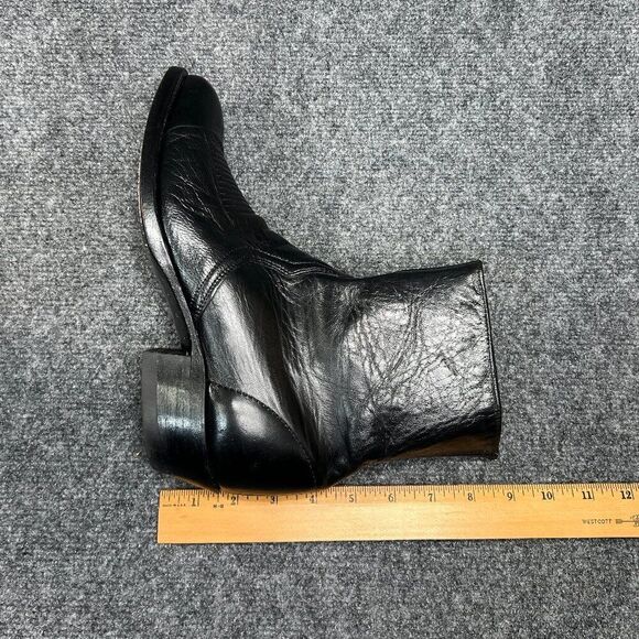 Texas Imperial Western Boots Men's 8.5 Black Leather Square Toe Cowboy Zip Boots - Picture 13 of 14